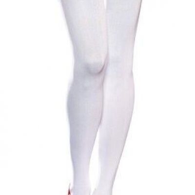 Leg Avenue 6250 Women's White Naughty Nurse Opaque Thigh Highs w/ Bow - One Size